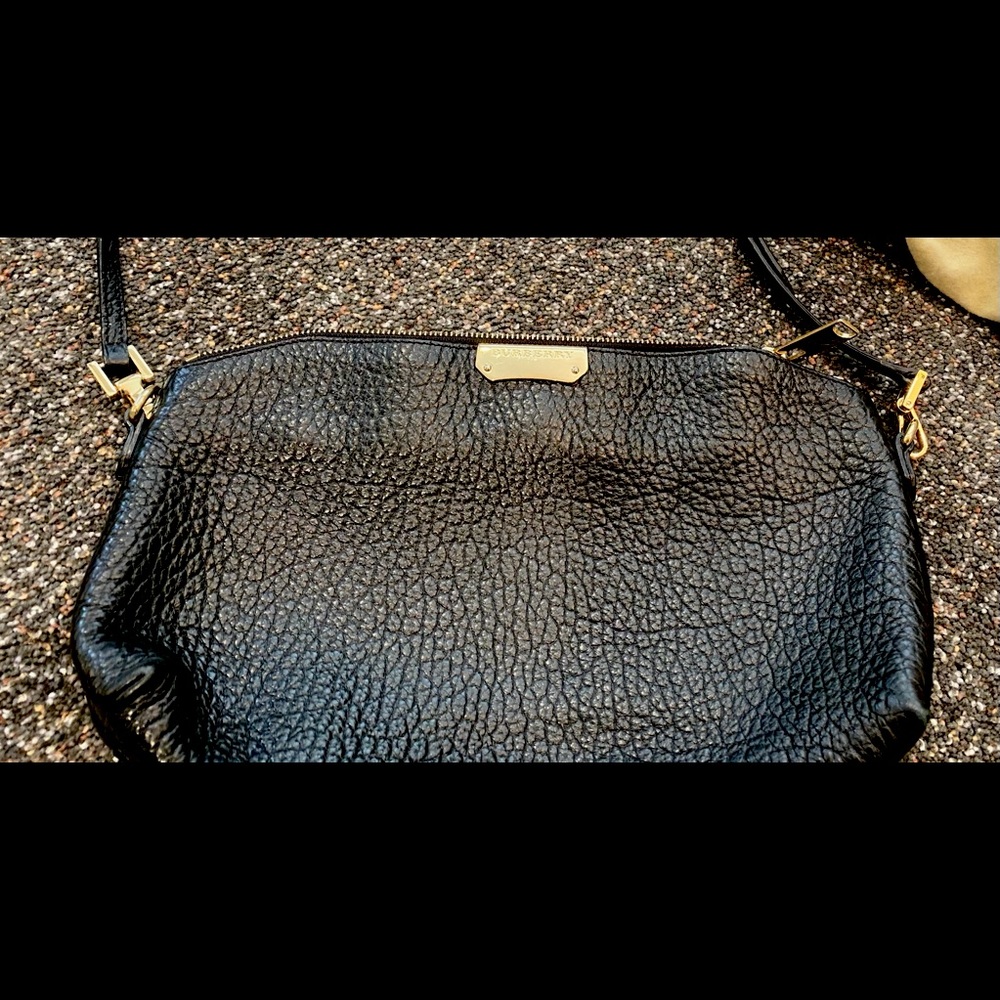 Burberry Black Pebbled Leather Crossbody Bag with Gold Hardware